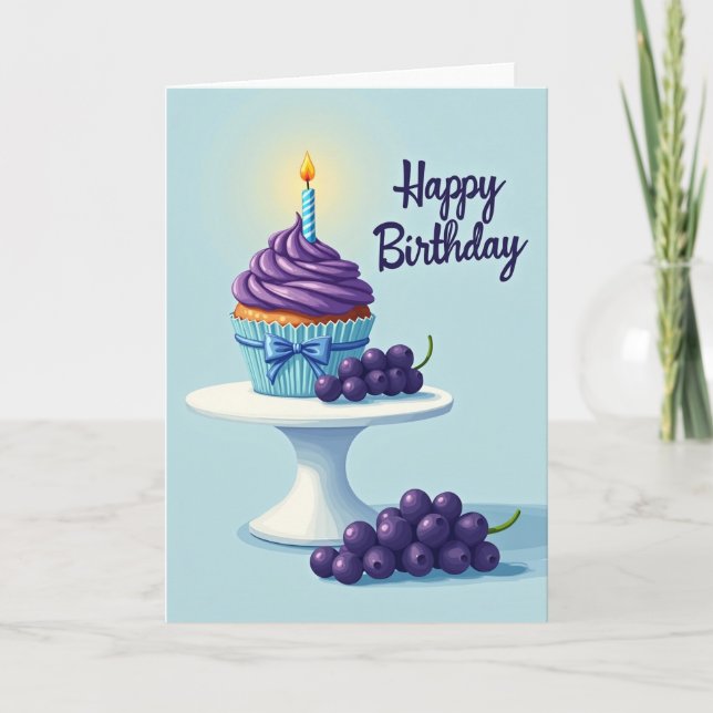 Violet Frosted Birthday Card (Front)