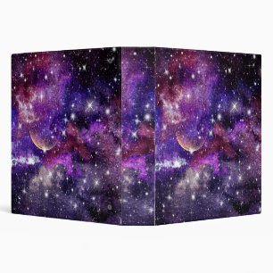 Violet Galaxy Milky Way With Planet 3 Ring Binder