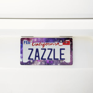 Violet Galaxy Milky Way With Planet License Plate Frame