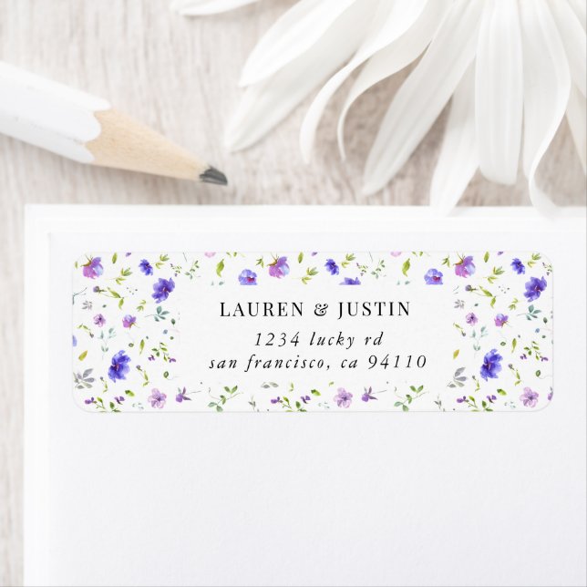 violet garden elegant floral Return Address Label (Insitu)