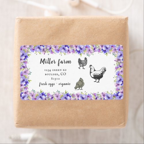 Violet Garden Floral Rustic Script Egg Carton Label