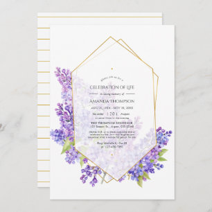 Violet Geometric Herbarium Celebration of Life Invitation