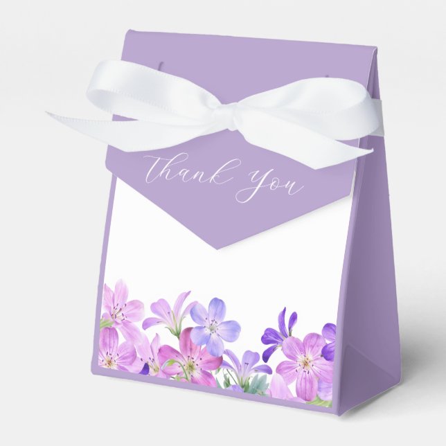 Violet Geranium Floral Bridal Shower  Favor Boxes (Front Side)