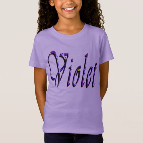 Violet Girls Name Logo Girls Lavender T_shirt