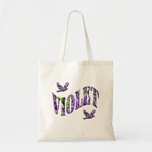 Violet Girls Name Made With Purple Pansies Tote Bag