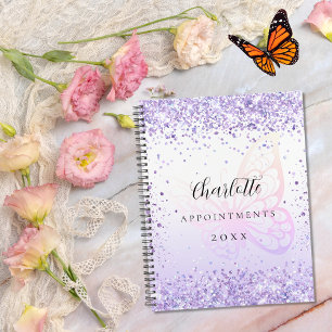 Violet glitter butterfly 2025 planner