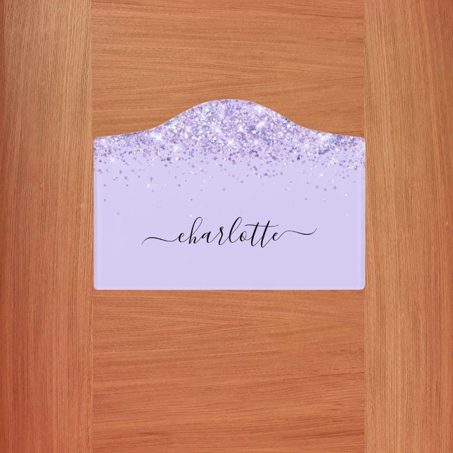 Violet glitter dust monogram name script door sign (Creator Uploaded)