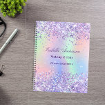 Violet glitter name holographic business planner<br><div class="desc">A trendy holographic background with unicorn colors and rainbow colors in pink,  purple,  rose gold,  mint green. Decorated with violet,  lavender colored faux glitter dust  Personalize and add your name,  title,  text</div>