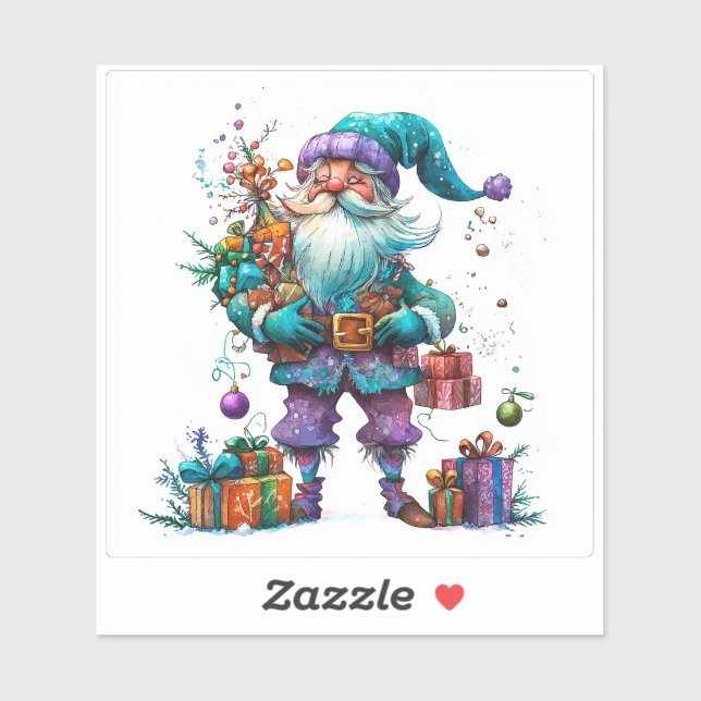 Violet Gnome Spreading Holiday Cheer Sticker (Sheet)