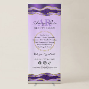 Violet Gold Agate Marble Beauty Salon Retractable Banner
