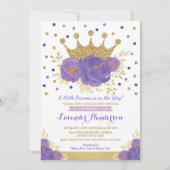 Violet Gold Crown Princess Floral Girl Baby Shower Invitation (Front)