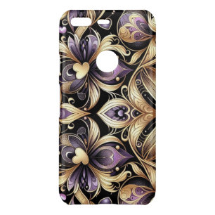 Violet Gold Damask Flowers Uncommon Google Pixel Case