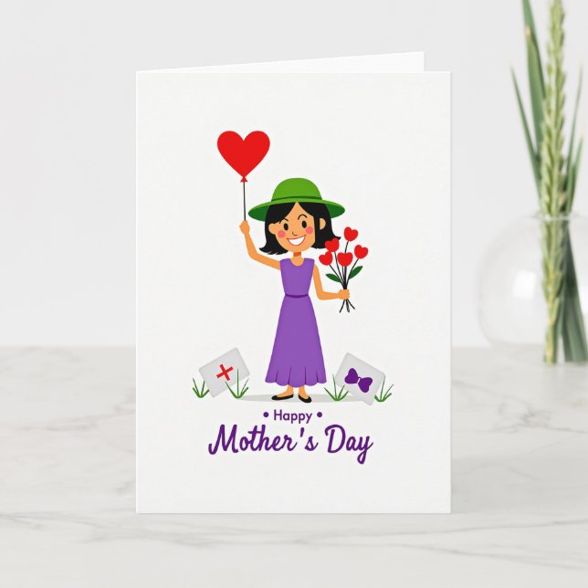 Violet Gown Mothers Day Heart Card (Front)