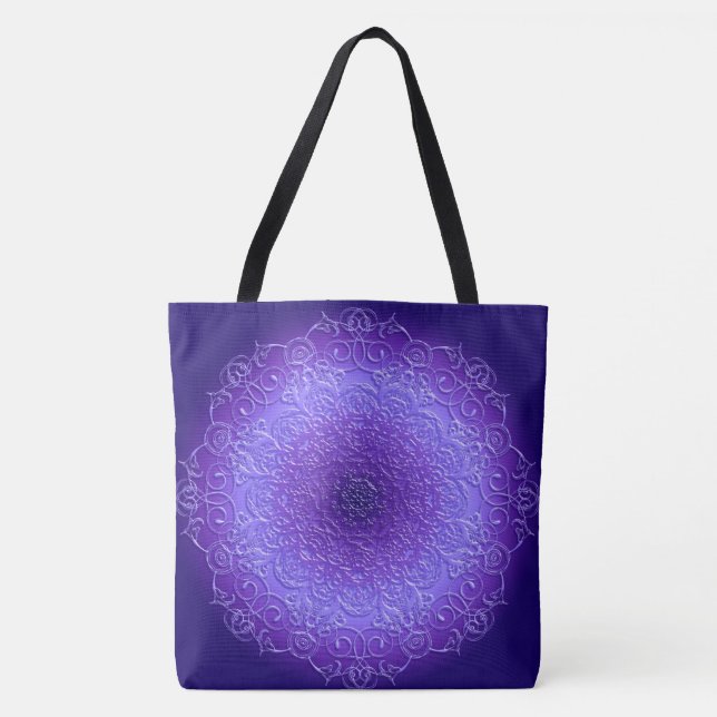 Violet gradient mandala tote bag (Front)