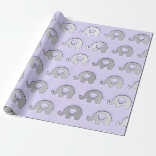 Violet Gray Elephant Baby Shower Princess Girl Boy Wrapping Paper