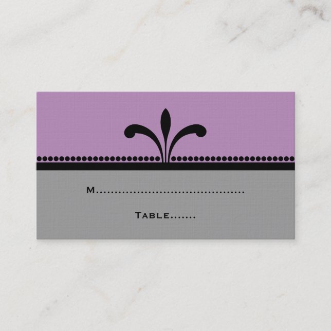 Violet/Gray Fancy Art Deco Place Cards (Front)