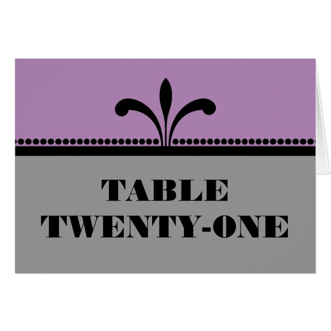 Violet/Gray Fancy Art Deco Table Number Card (Front Horizontal)