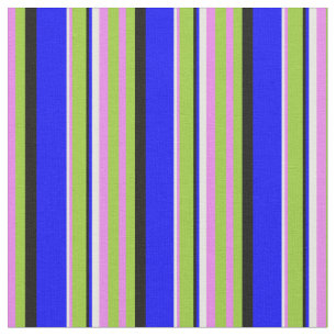 Violet, Green, Black, Blue & White Colored Lines Fabric