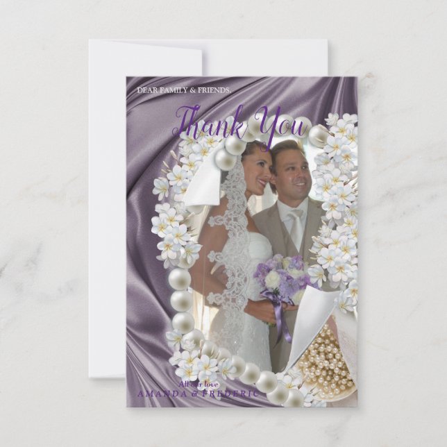 Violet,Green,Blue,gold Silk &WeddingThank You Card (Front)