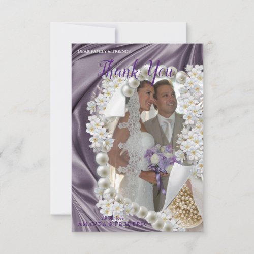 VioletGreenBluegold Silk WeddingThank You Card