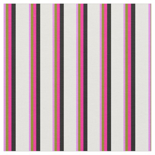 Violet, Green, Deep Pink, Black & White Lines Fabric