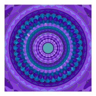 Violet green mandala poster