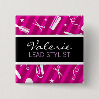Violet Hair Salon Name Badge Button