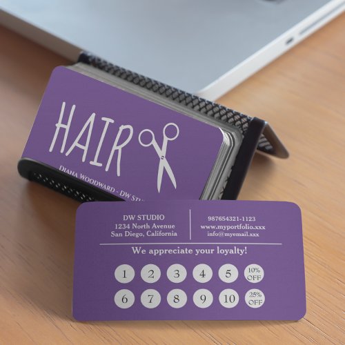 Violet Hairdresser Flat Loyalty Card