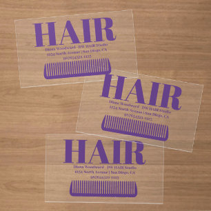 Violet Hairdressers Business Card Clear Business Cards