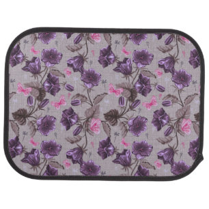 violet hand bells and pink butterflies pattern car floor mat