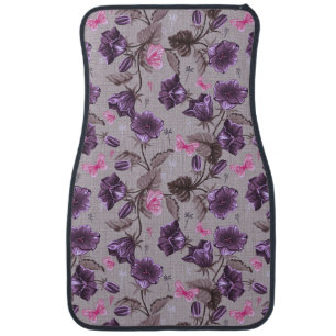 violet hand bells and pink butterflies pattern car mat
