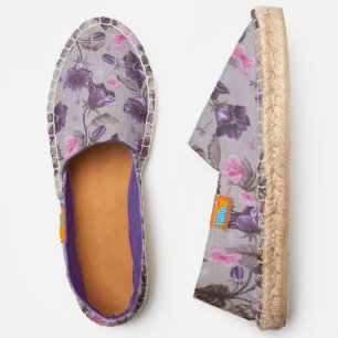 violet hand bells and pink butterflies pattern espadrilles