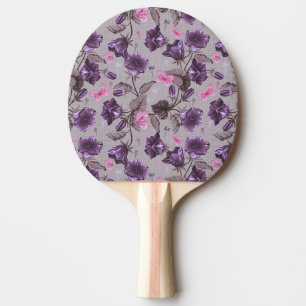 violet hand bells and pink butterflies pattern Ping-Pong paddle