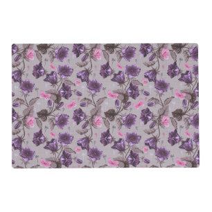 violet hand bells and pink butterflies pattern placemat