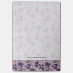 violet hand bells and pink butterflies pattern post-it notes
