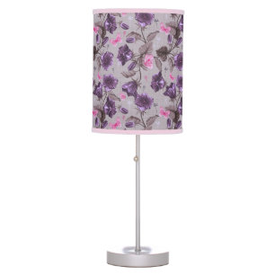 violet hand bells and pink butterflies pattern table lamp
