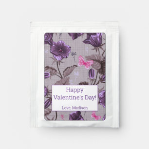 violet hand bells and pink butterflies pattern tea bag drink mix