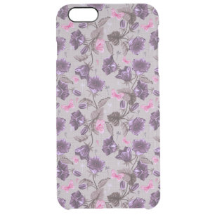 violet hand bells and pink butterflies pattern clear iPhone 6 plus case