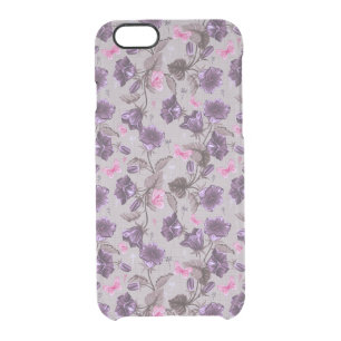 violet hand bells and pink butterflies pattern clear iPhone 6/6S case