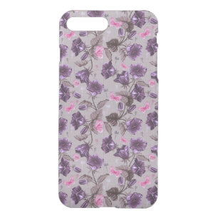 violet hand bells and pink butterflies pattern iPhone 8 plus/7 plus case