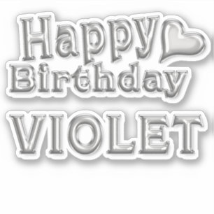 Violet Happy Birthday silver sticker sticker