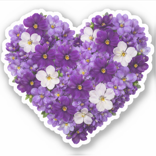 Violet Heart February Birth Flower Sticker (Front)