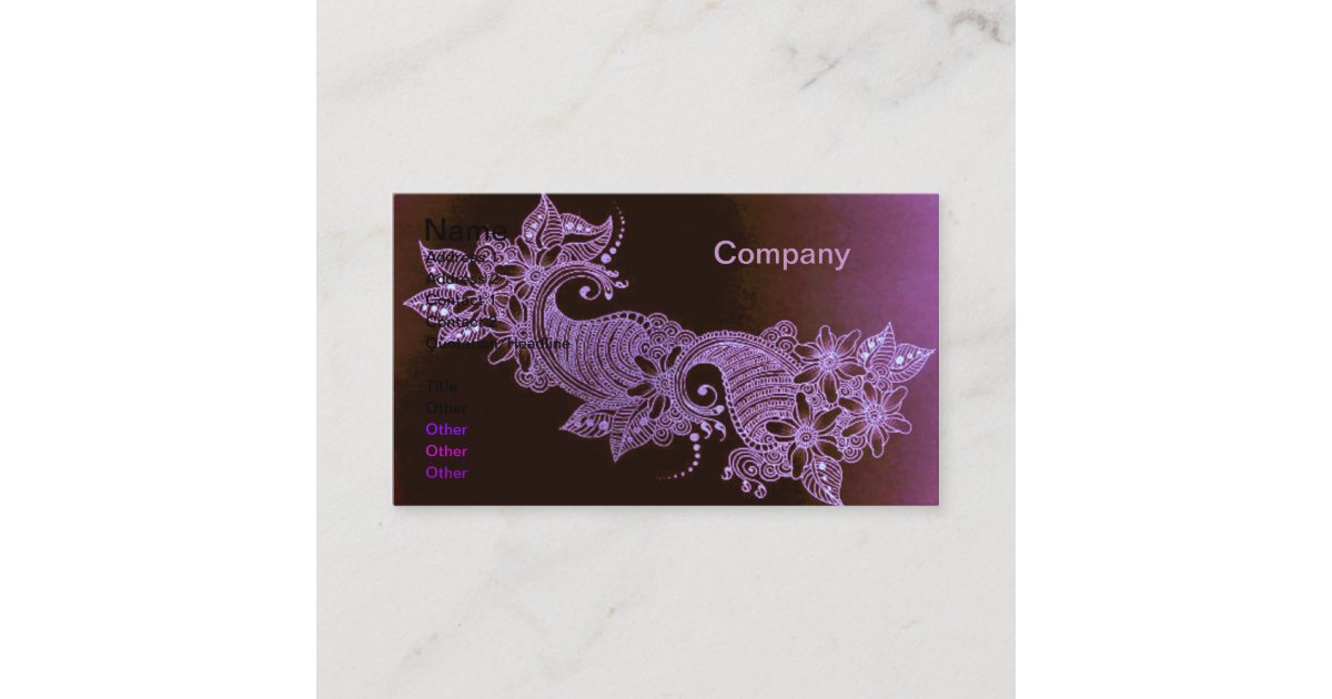 Violet Henna Mehndi Floral Business Card