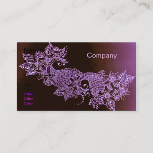 Customizable violet henna mehndi floral Business Card