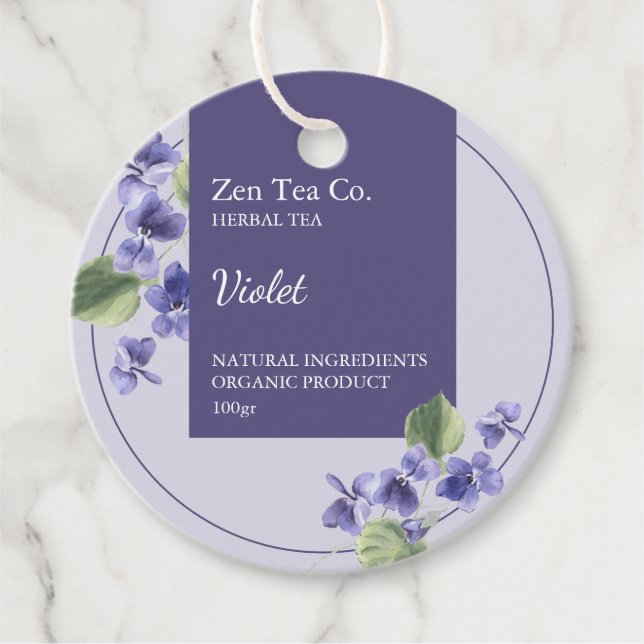 Violet Herbal Tea Business Tag (Front)