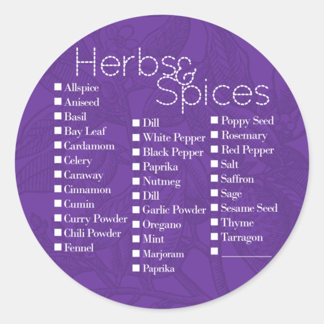 Violet Herbs & Spices Label (Front)