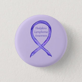 Violet Hodgkins Lymphoma Awareness Ribbon Buttons
