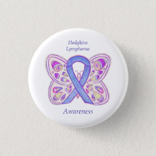 Violet Hodgkins Lymphoma Ribbon Butterfly Pins