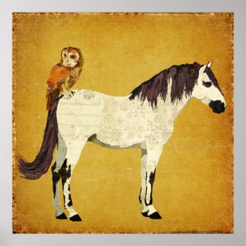 Violet Horse & Owl Poster by Greyszoo at Zazzle