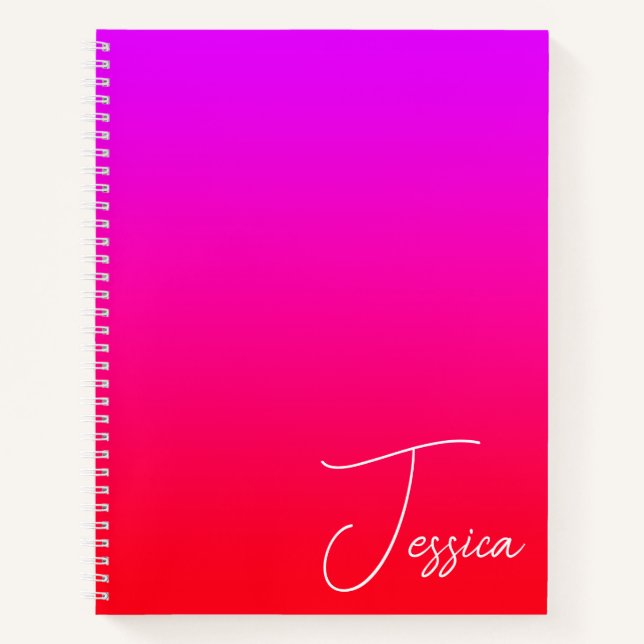 Violet Hot Pink and Red Ombre Notebook (Front)